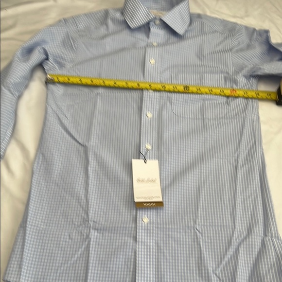 Roundtree & Yorke Blue Dress Shirt Classic Gingham - Picture 4 of 10